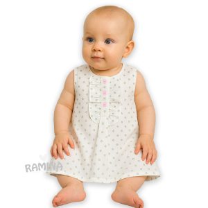 سارافون نوزادی دخترانه گل ریز سفید