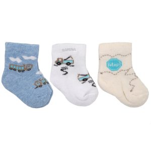 جوراب نخی نوزاد پسرانه 0 تا 6 ماه پک 3 عددی