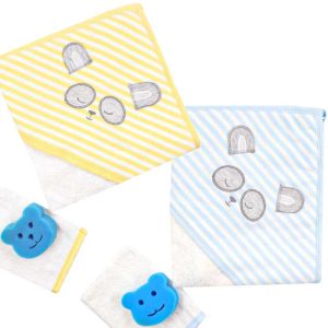 ست حوله کلاهدار و لیف نوزاد طرح پاندا اک بیبی Ekebaby