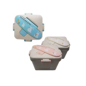 ظرف غذاخوری سه تکه لانچ باکس بامبو سایز کوچک طرح خرگوش