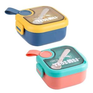 لانچ باکس استیل 750 میل کودک با قاشق و قیچی Tedemei