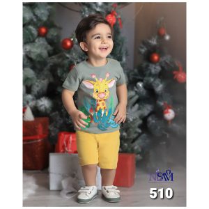 ست تیشرت شلوارک بچه گانه پسرانه طرح زرافه نیلسام Nilsam