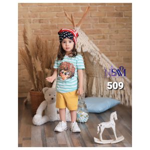 ست تیشرت شلوارک بچه گانه دخترانه راه راه نیلسام Nilsam