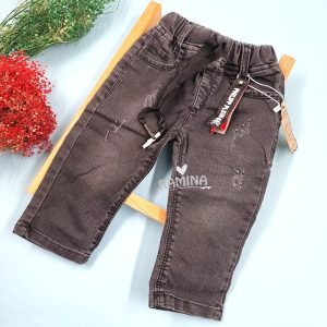 شلوار لی ذغالی کمر کشی بچه گانه AB