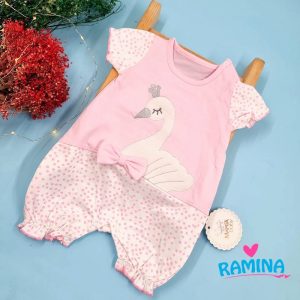 رامپر دخترانه نوزادی طرح قو مهتا Mahta