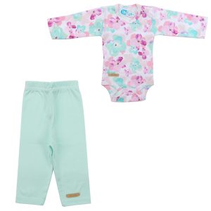 ست زیر دکمه ای آستین بلند با شلوار دخترانه طرح آبرنگ تیک تاک Tiktak