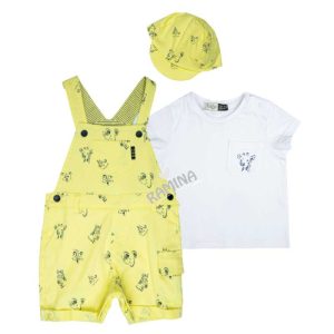 ست تیشرت و شلوار پیش بندی با کلاه پسرانه 196021 ایندیگو Indigo