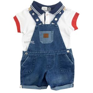 ست تیشرت و شلوار پیش بندی لی پسرانه ۱۹۶۰۲۵ ایندیگو Indigo