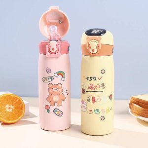 فلاسک استیل نی دار 450 میل با نمایشگر دما طرح خرس