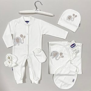 ست لباس بیمارستانی نوزادی پسرانه 7 تکه طرح فیل چیکو