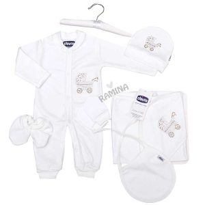 ست لباس بیمارستانی نوزادی دخترانه 7 تکه طرح کالسکه چیکو Chicco