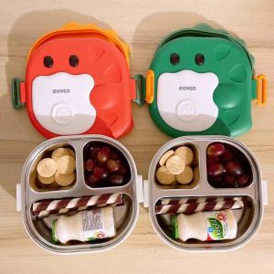 ظرف غذای استیل کودک طرح دایناسور رووکو Rovco