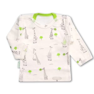 بلوز آستین بلند نوزاد طرح زرافه سبز لوپتو luppeto