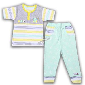 ست بلوز آستین کوتاه با شلوار طرح راه راه فیل به آوران Behavaran