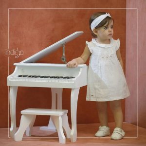 ست پیراهن دخترانه با هدبند 19267 ایندیگو Indigo