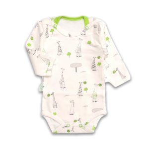 زیر دکمه دار آستین بلند نوزاد طرح زرافه سبز لوپتو luppeto