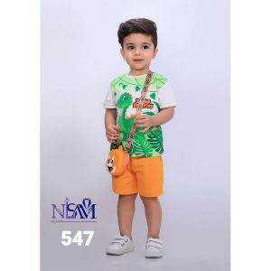 ست تیشرت شلوارک بچه گانه پسرانه طرح دینو پارتی نیلسام Nilsam
