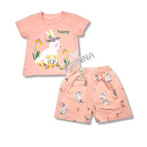 ست تیشرت شلوارک دخترانه طرح خرگوش happy