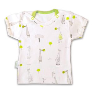 بلوز آستین کوتاه نوزاد طرح زرافه سبز لوپتو luppeto