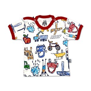 بلوز آستین کوتاه نوزاد طرح مدادرنگی قرمز لیدولند Lido land