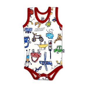 بادی رکابی نوزاد طرح مداد رنگی قرمز لیدولند Lido land