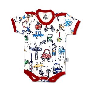 بادی آستین کوتاه طرح مدادرنگی قرمز لیدولند Lido land