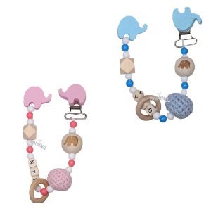 بند پستانک چوبی طرح فیل