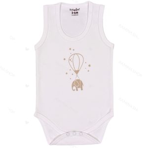 زیر دکمه دار رکابی نوزاد طرح فیل قهوه ای بیبی فورلایف