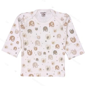 بلوز آستین بلند نوزاد طرح فیل بیبی فورلایف