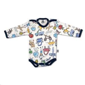 زیر دکمه آستین بلند نوزاد پسرانه طرح مداد رنگی سرمه ای لیدولند Lido land