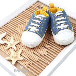 پاپوش اسپرت راه راه سرمه ای نوزاد طرح بندی Baby bee