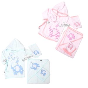 ست حوله نوزاد 5 تکه طرح فیل و جوجه مادرکر Mothercare