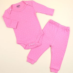 زیردکمه بلند با شلوار دخترانه طرح صورتی خالدار ماماز پاپاز Mamas Papas