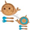 بشقاب چوبی کودک با قاشق چنگال طرح حیوانات Kids Life