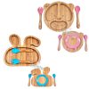 بشقاب چوبی کودک با قاشق چنگال طرح حیوانات Kids Life