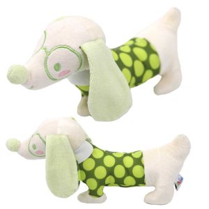 عروسک پولیشی جغجغه ای سگ عینکی سبز شیما