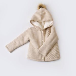 سویشرت بافتنی بچه گانه خزدار کرم بی بیبی Bi Baby