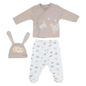 ست سه تکه نخی نوزاد طرح گوسفند پادشاه بی ارگانیک Biorganic