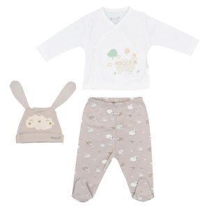 ست سه تکه نخی نوزاد طرح گوسفند بی ارگانیک Biorganic