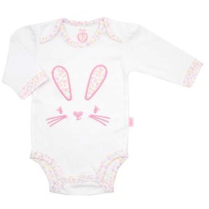 زیر دکمه ای آستین بلند نوزاد دخترانه طرح خرگوش ناقلا پاریز Pariz