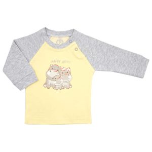 بلوز آستین بلند نوزاد پسرانه طرح hippo پاریز بی بی Pariz baby