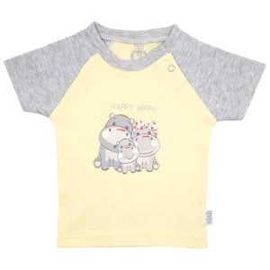 بلوز آستین کوتاه نوزاد پسرانه طرح hippo پاریز بی بی Pariz baby