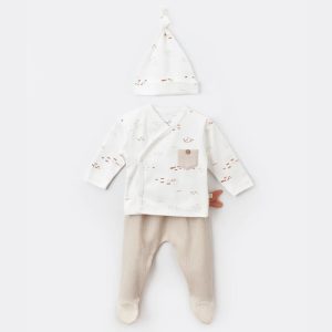 ست سه تکه نخی نوزاد طرح ماهی بی ارگانیک Biorganic