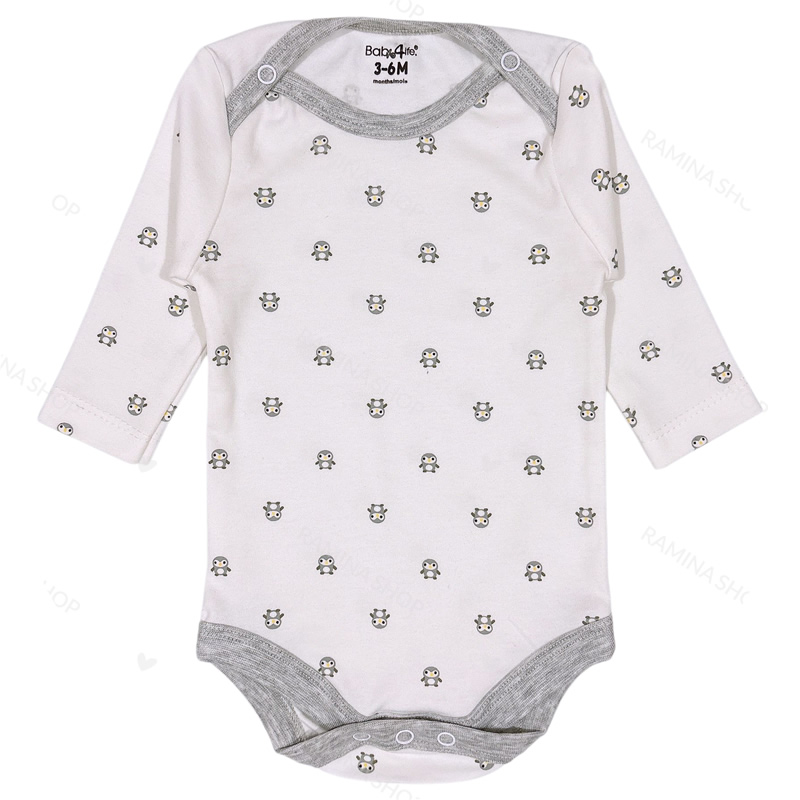 زیر دکمه دار آستین بلند نوزاد طرح پنگوئن بیبی فورلایف