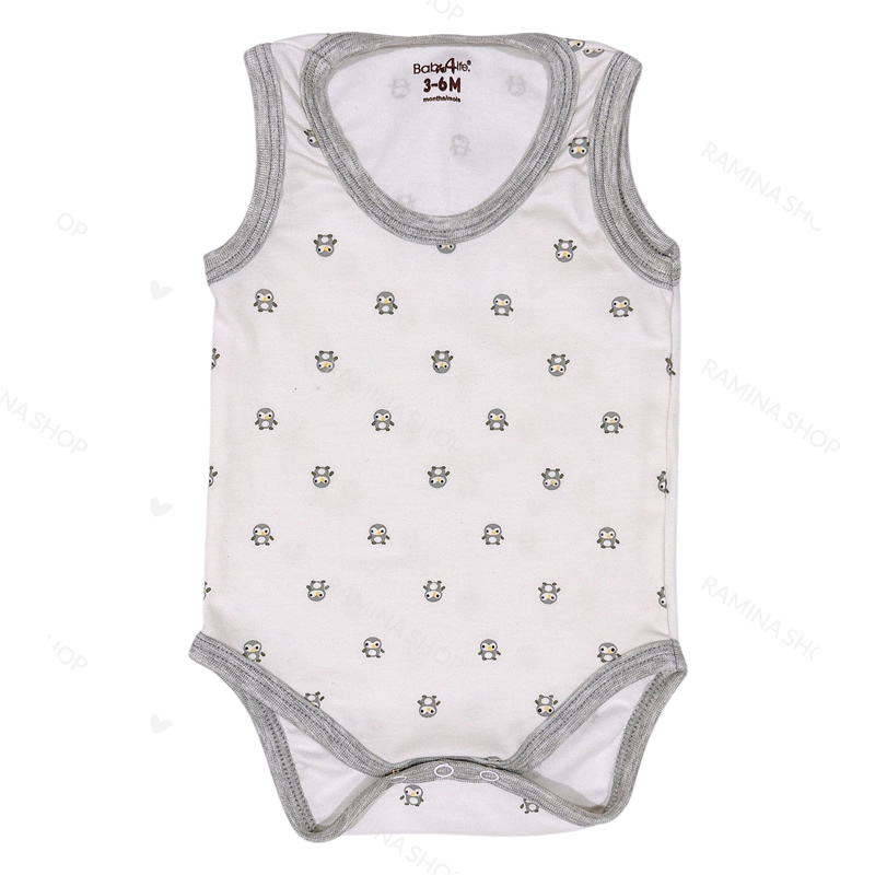 زیر دکمه دار رکابی نوزاد طرح پنگوئن بیبی فورلایف