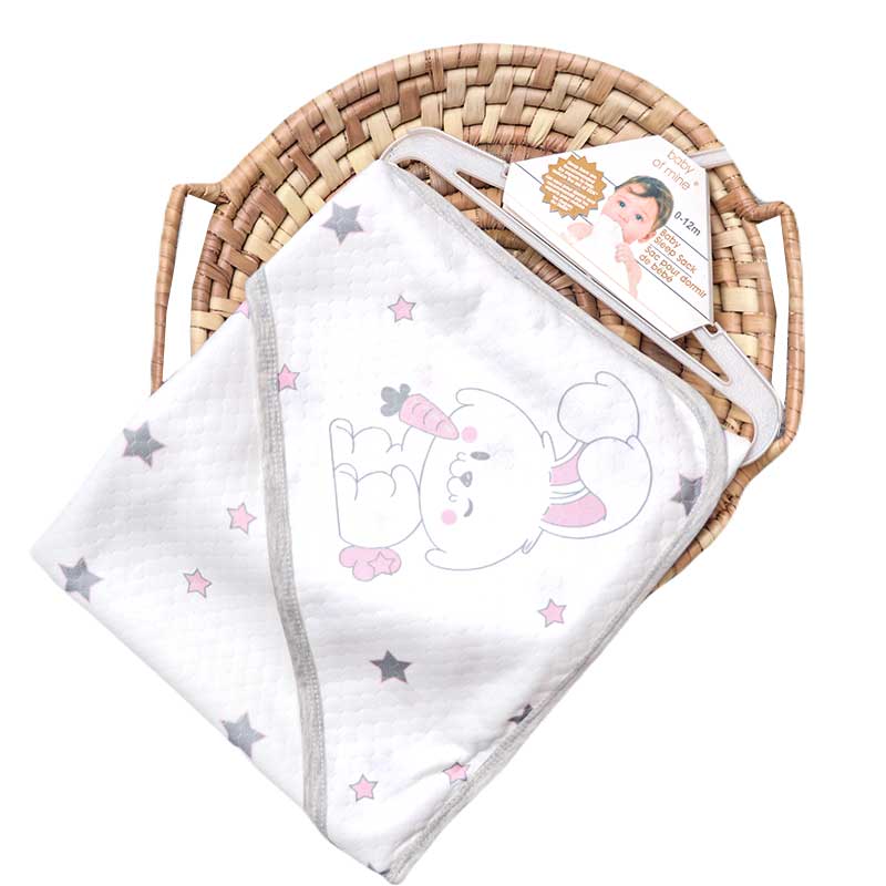 پتو دورپیچ کلاه دار نوزاد طرح خرگوش Baby of mine