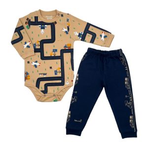 ست زیر دکمه دار بلند و شلوار پسرانه طرح درایور به آوران Behavaran