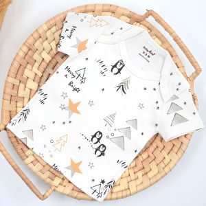 بلوز آستین کوتاه نوزاد طرح ستاره طلایی بیبی فورلایف Baby4life