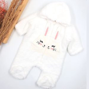 سرهمی بچه گانه پولیشی کلاهدار کرم طرح خرگوش GEMO