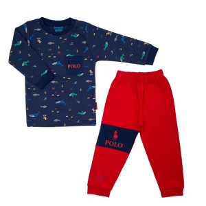 ست بلوز آستین بلند و شلوار پسرانه طرح پولو به آوران Behavaran